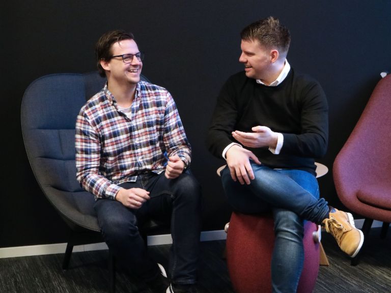 AI in customer service: Magnus Bødtger and Stian Ellingsen from Svea Finans plan to use a chatbot.