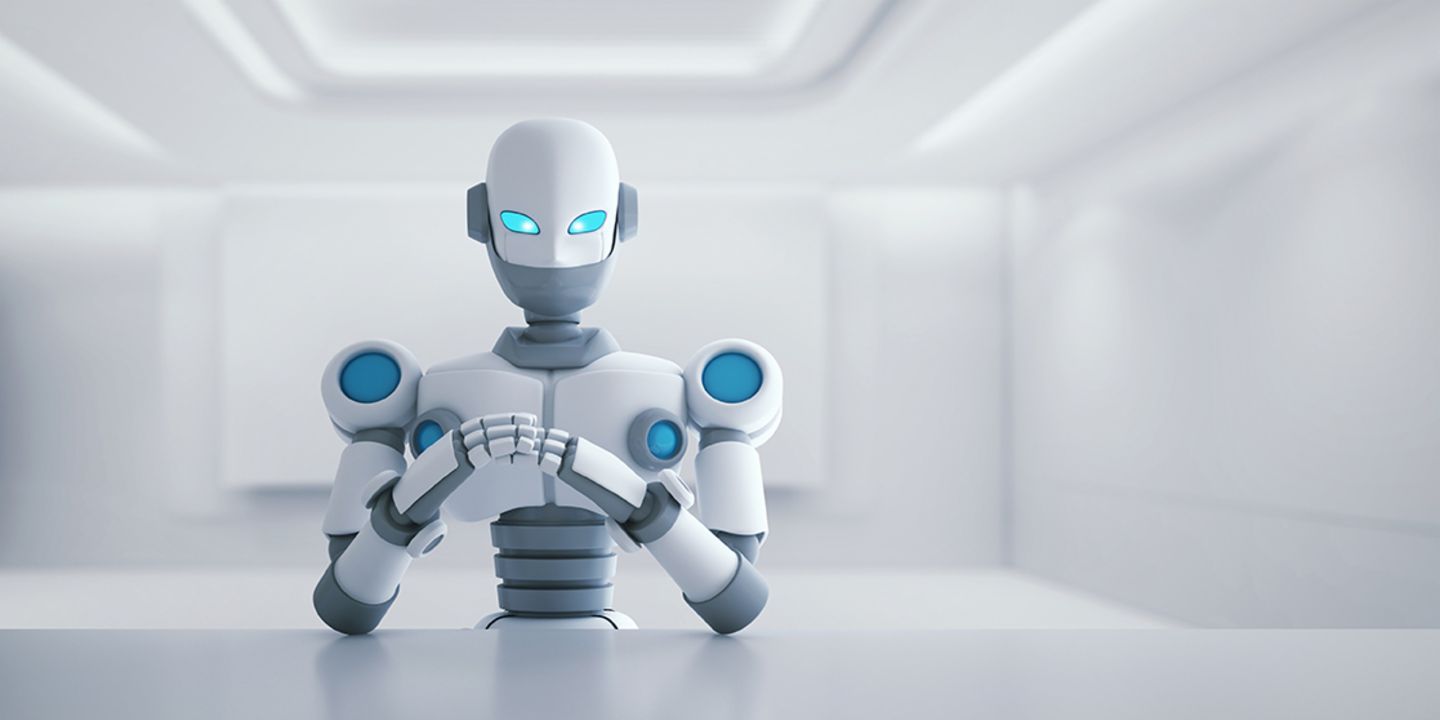 Artificial intelligence and the law: Robot sitting at desk
