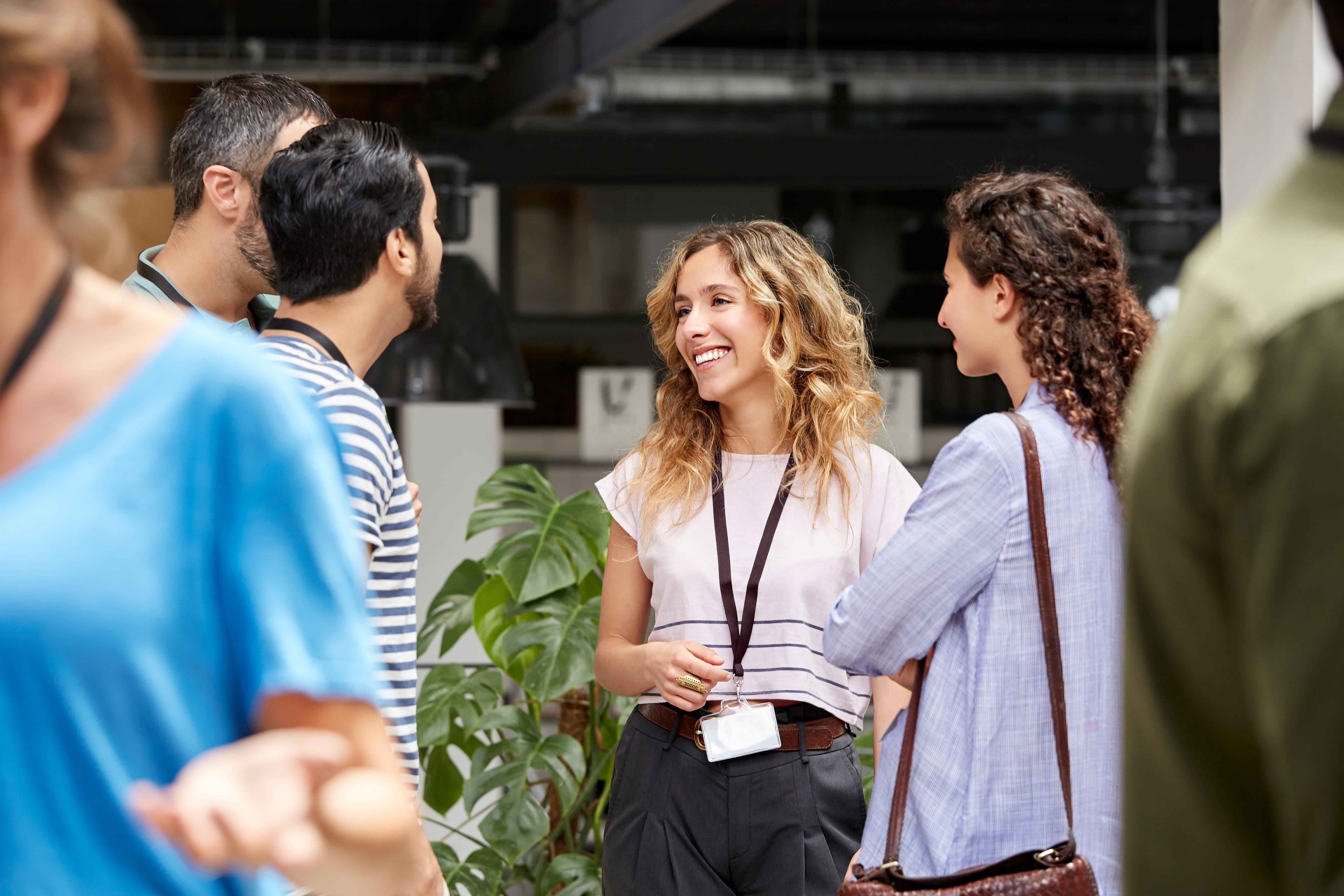 Business team standing at convention center